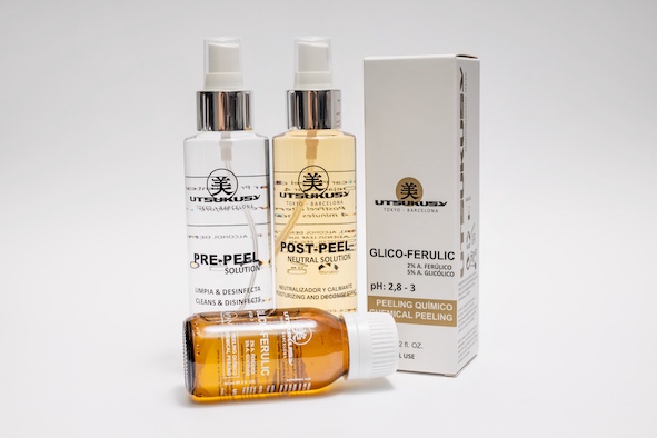 Glykol-/Ferulasäure Peeling Set | Utsukusy Chemisches Peeling: Glykolsäure kombiniert mit Ferulasäure plus Pre-Peel- und Post-Peel Solution von Utsukusy Cosmetics