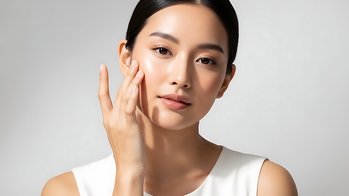 Gesicht einer Frau: Make-up bzw. schminken nach Microneedling