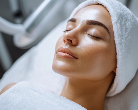 Exosome in der Kosmetik und insbesondere beim Microneedling Frau mit schöner Gesichtshaut als Beispiel für die Wirkung von Exosome in der Kosmetik und beim Microneedling